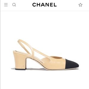 Authentic CHANEL capped toe slingbacks 4.5